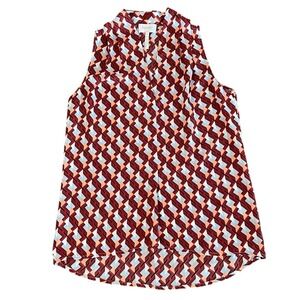 Laundry by Shelli Segal Size XS Sleeveless Tank Blouse Geometric Print Artsy Fun